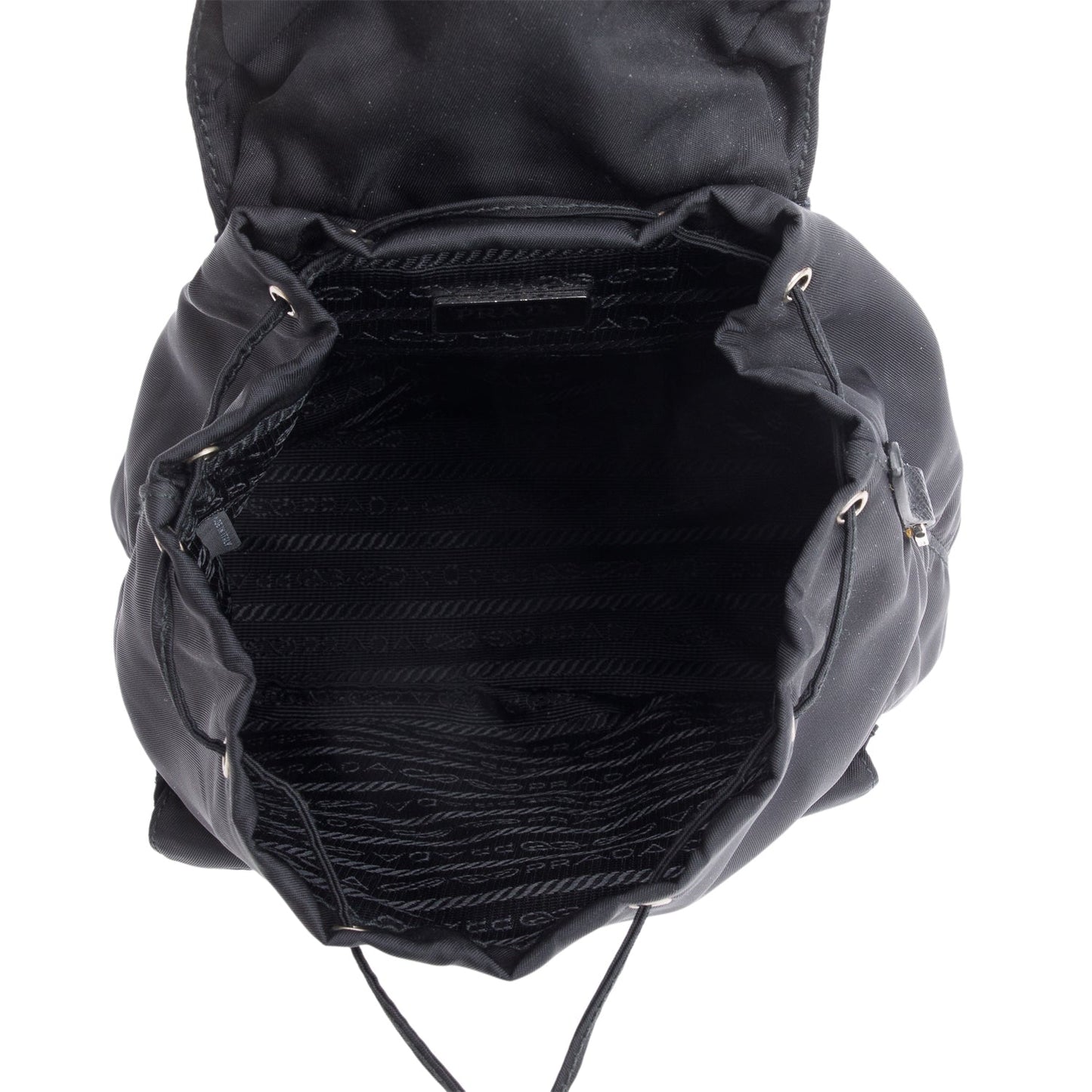 Prada Black Tessuto Nylon & Saffiano Leather Mini Double Pocket Chain Shoulder Bag
