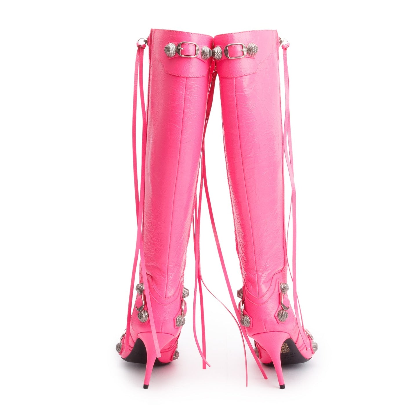 Balenciaga Pink Arena Leather Cagole Knee High Boots, Size 37