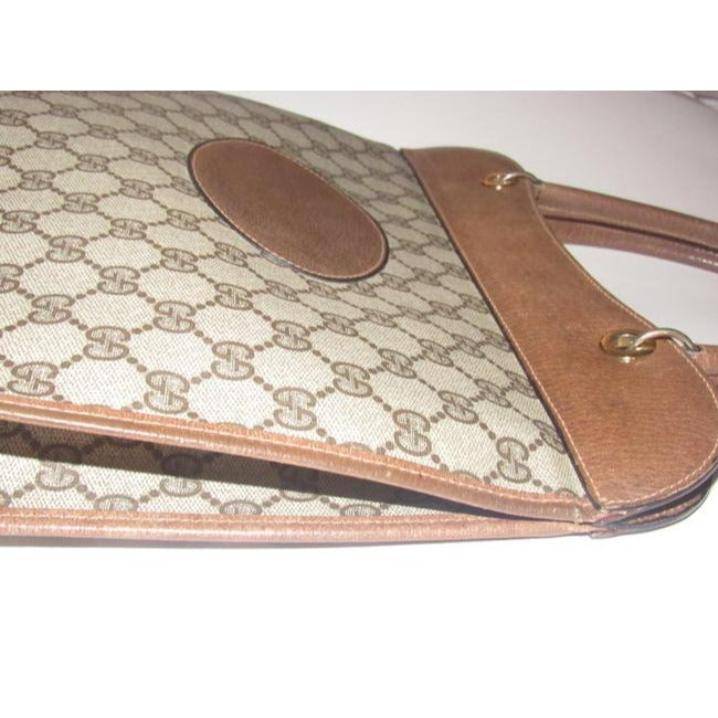 Gucci   Brown Large G Logo Print Coated Canvas And Brown Leather Tote