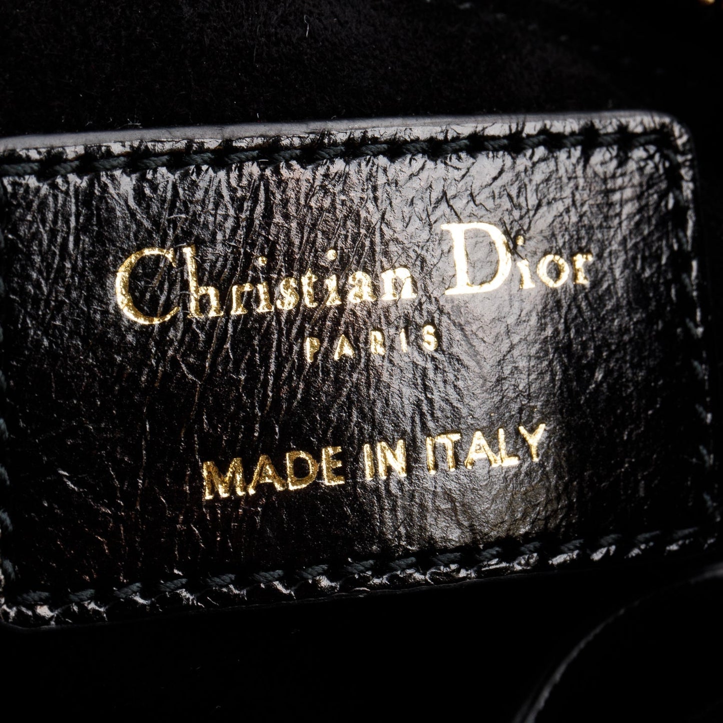 Christian Dior Black Cannage Crinkled Patent Leather Small Lucky Badges Lady Dior Bag
