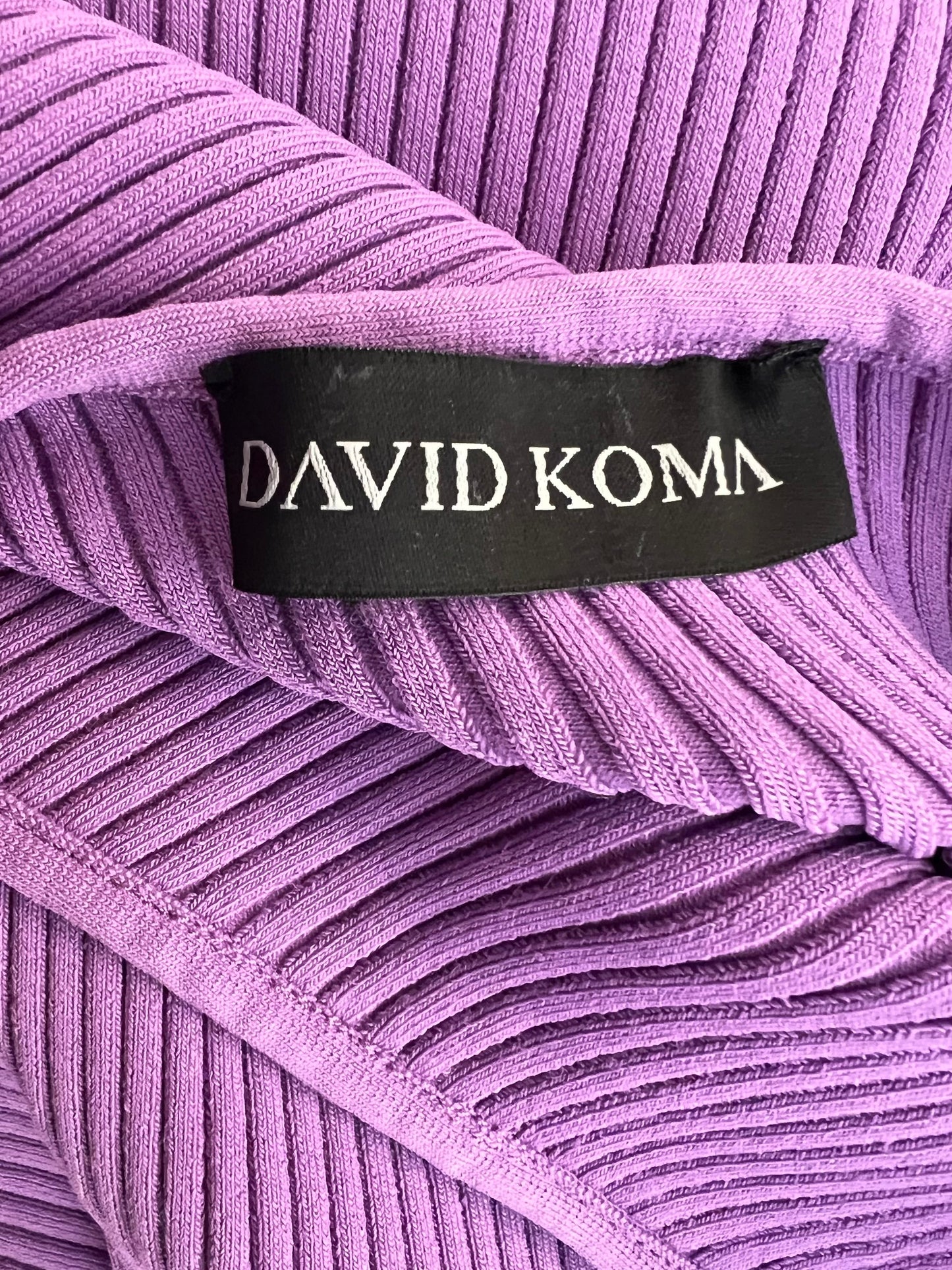 David Koma Purple Ribbed One-Shoulder Maxi Dress with Side Cut-Out Detail Size M (UK 10) RRP £600