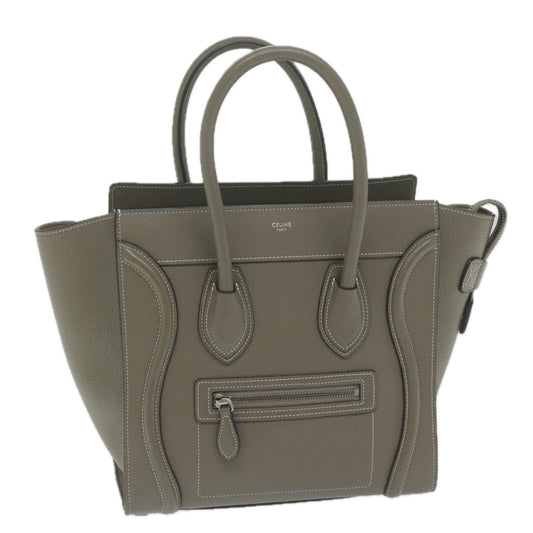Luxury CELINE Luggage Micro Shopper Tote Bag Leather Gray  62915A