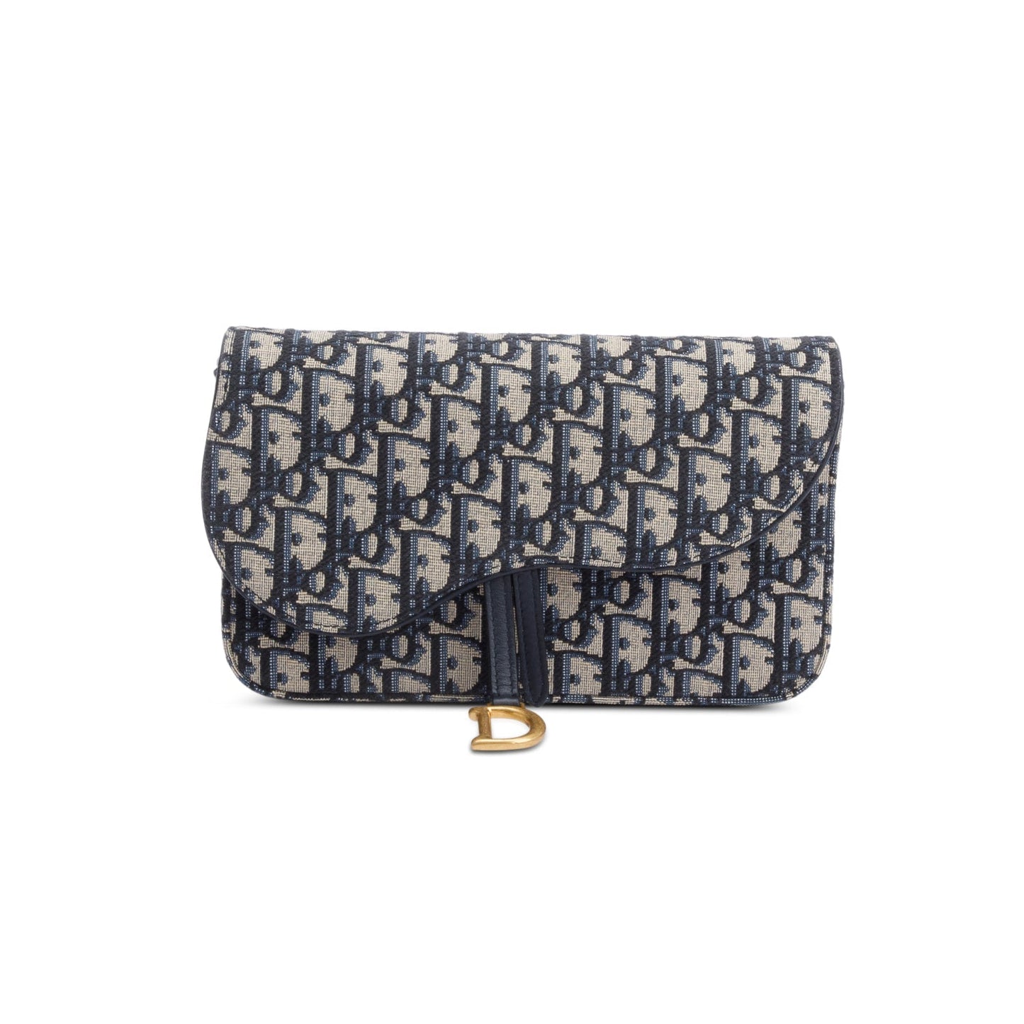 Christian Dior 2023 Oblique Jacquard Medium Saddle Pouch with Chain