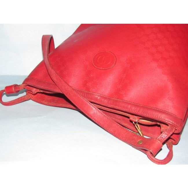 Gucci   Red Small G Logo Coated Canvas And Leather Satchel