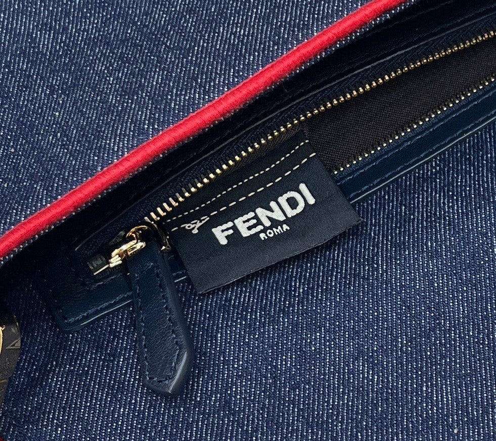 Top QualityTop Quality Baguette Blue Denim Red Border Bag For Woman 26cm/10in
