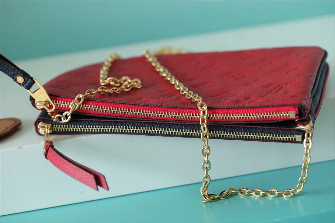 Top Quality Double Zip Pochette Monogram Empreinte Black/Red For Women,  Shoulder and Crossbody Bags 7.9in/20cm Top Quality
