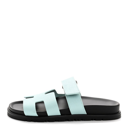 Hermes Epsom Womens Chypre Sandals 35.5 Bleu Cristaux