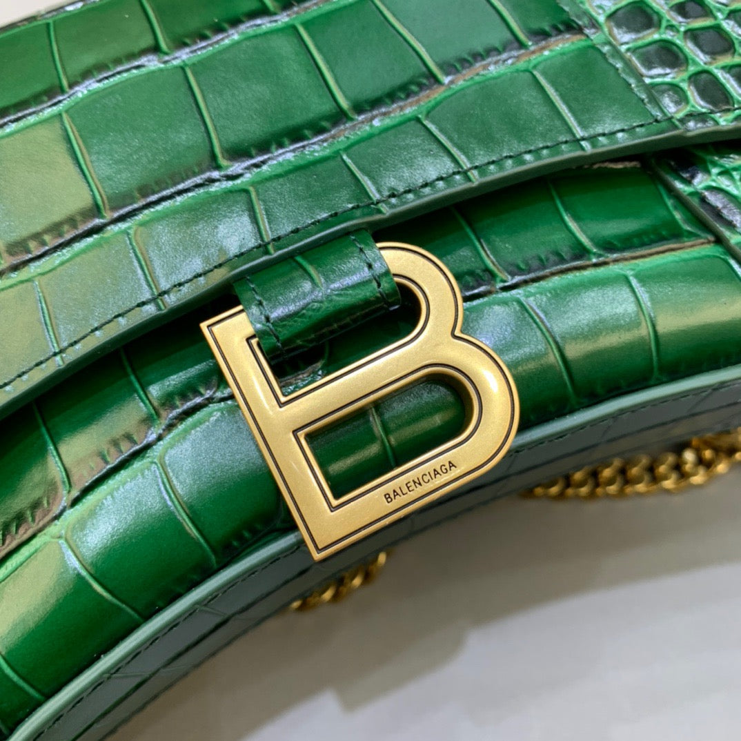 Top Quality Hourglass Wallet On Chain in Dark Green, For Women,  Bags 9in/23cm