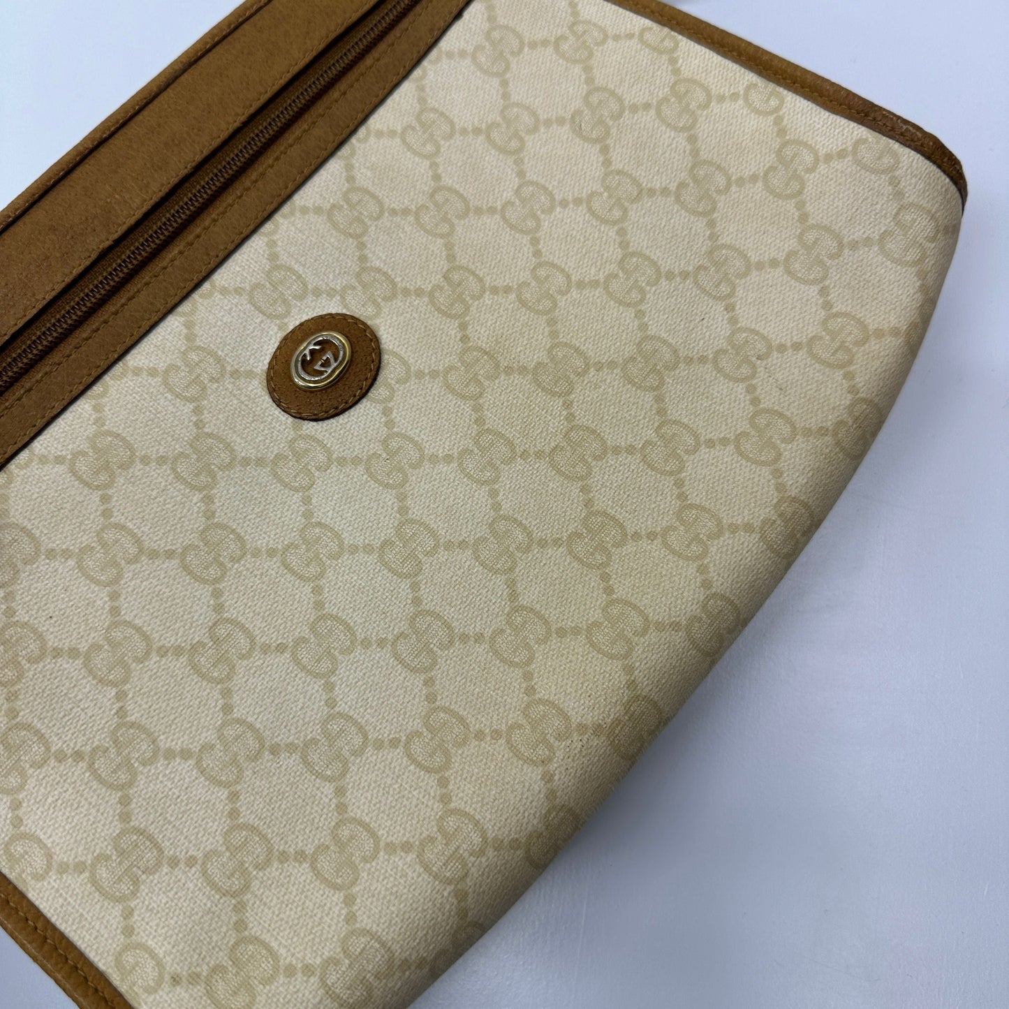 Auth GUCCI   GG Pattern PVC Canvas & Brown Leather gu9906bf
