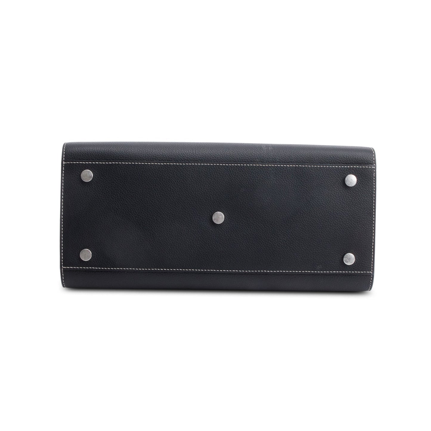 Saint Laurent Black Grained De Poudre Calfskin Leather Topstitch Small Sac De Jour Tote