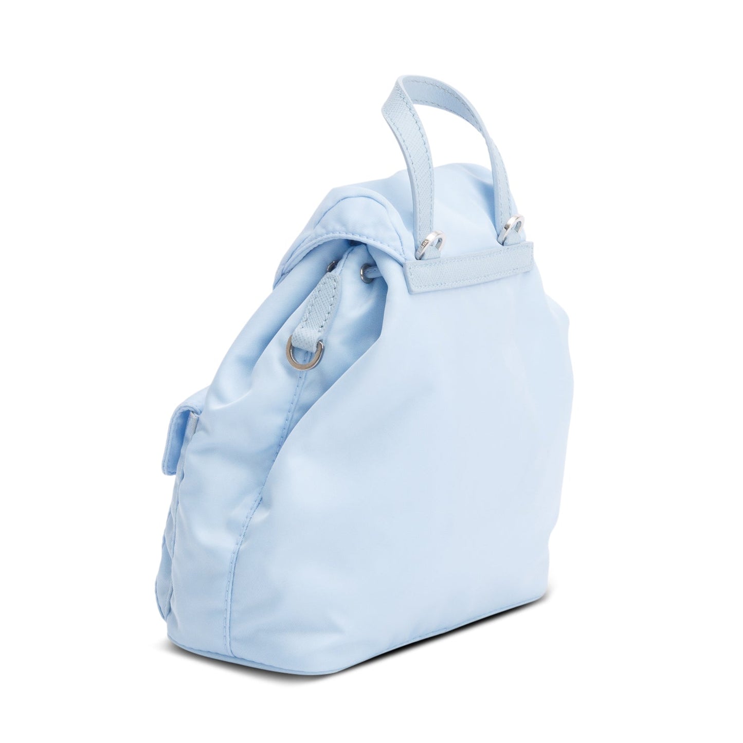 Prada 2022 Blue Tessuto Nylon & Saffiano Leather Mini Double Pocket Chain Shoulder Bag