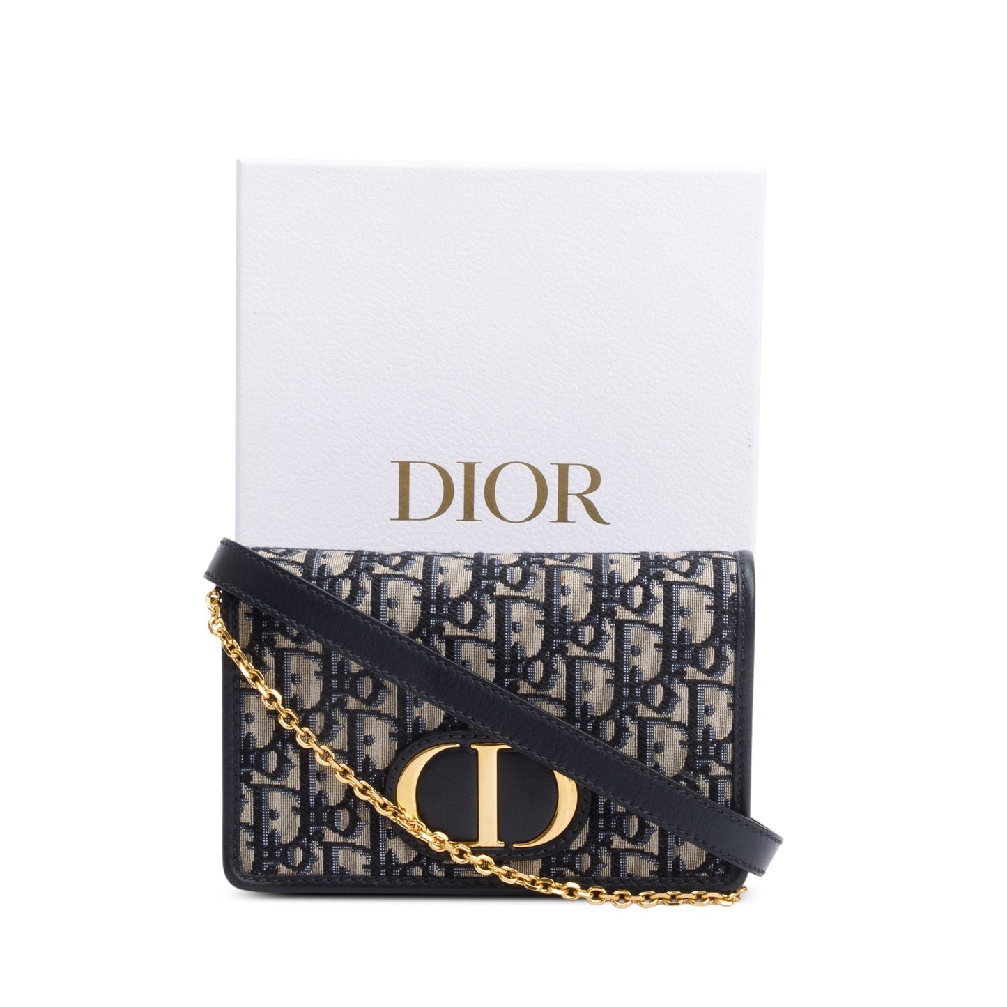 Christian Dior 2021 Navy Oblique 30 Montaigne 2-In-1 Pouch Bag