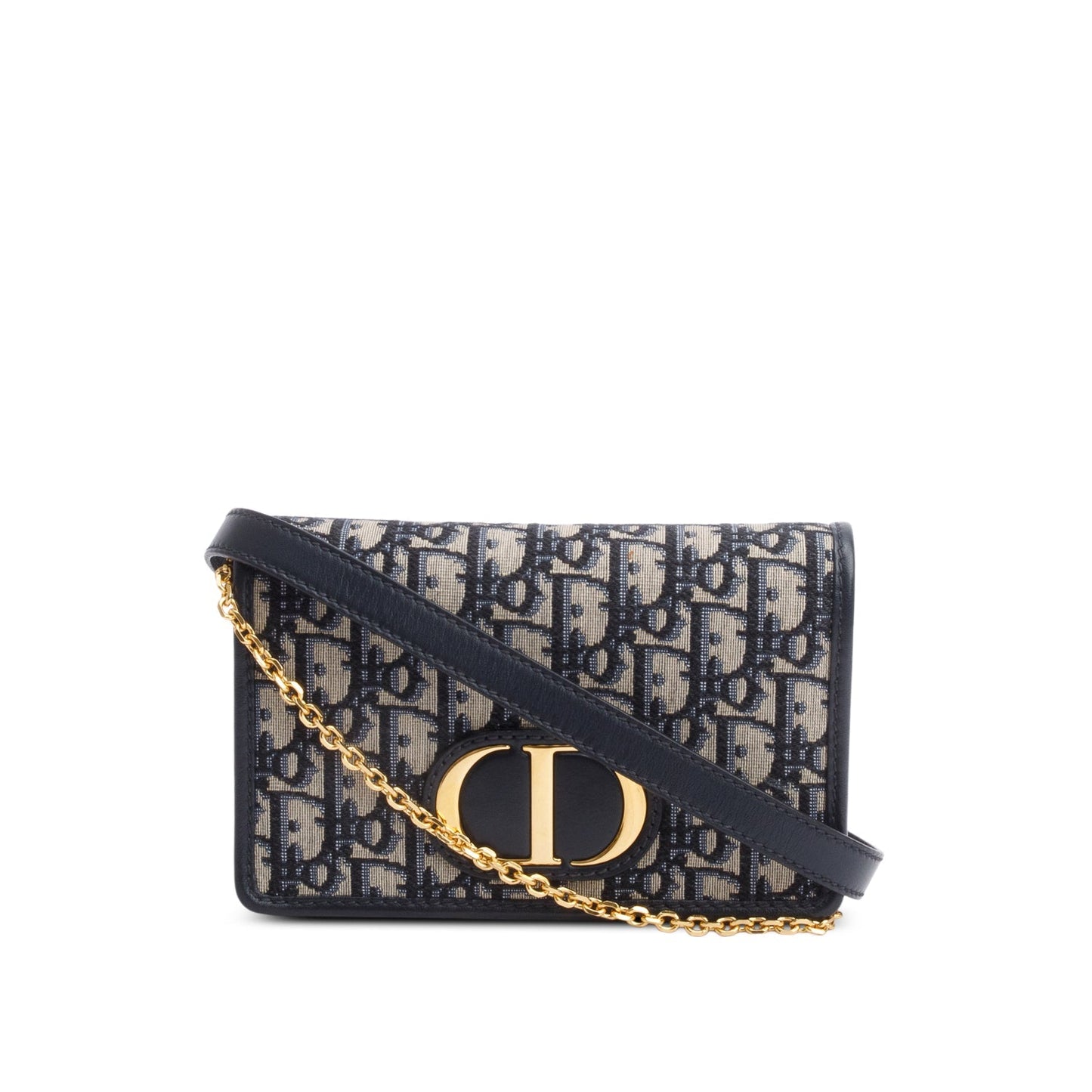 Christian Dior 2021 Navy Oblique 30 Montaigne 2-In-1 Pouch Bag