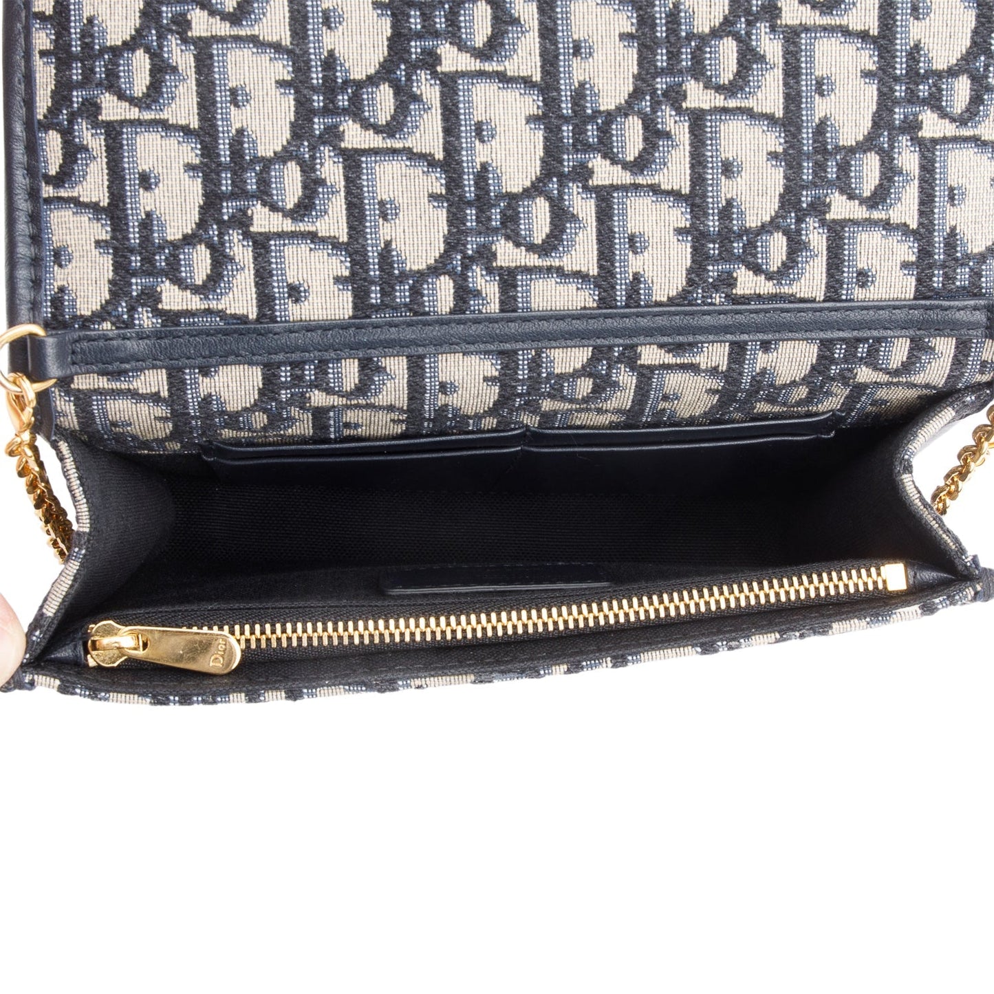 Christian Dior 2021 Navy Oblique 30 Montaigne 2-In-1 Pouch Bag