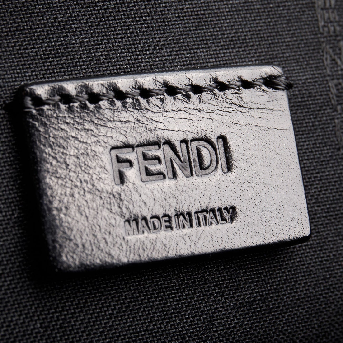 Fendi Black Calfskin Leather Monster Eye Zip Clutch
