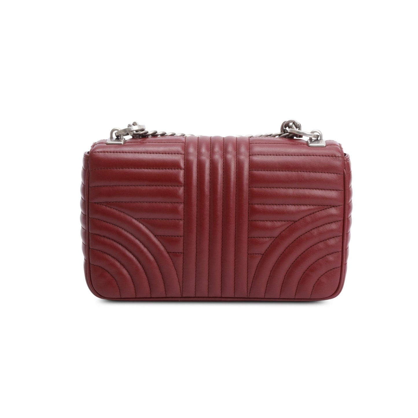 Prada Burgundy Soft Calf Impunture Diagramme Medium Chain Flap Shoulder Bag