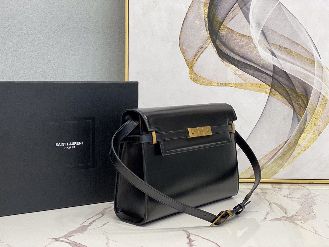 YSSL Manhattan Shoulder Bag In Box Black For Women 11in/29cm YSL 5792710SX0W1000