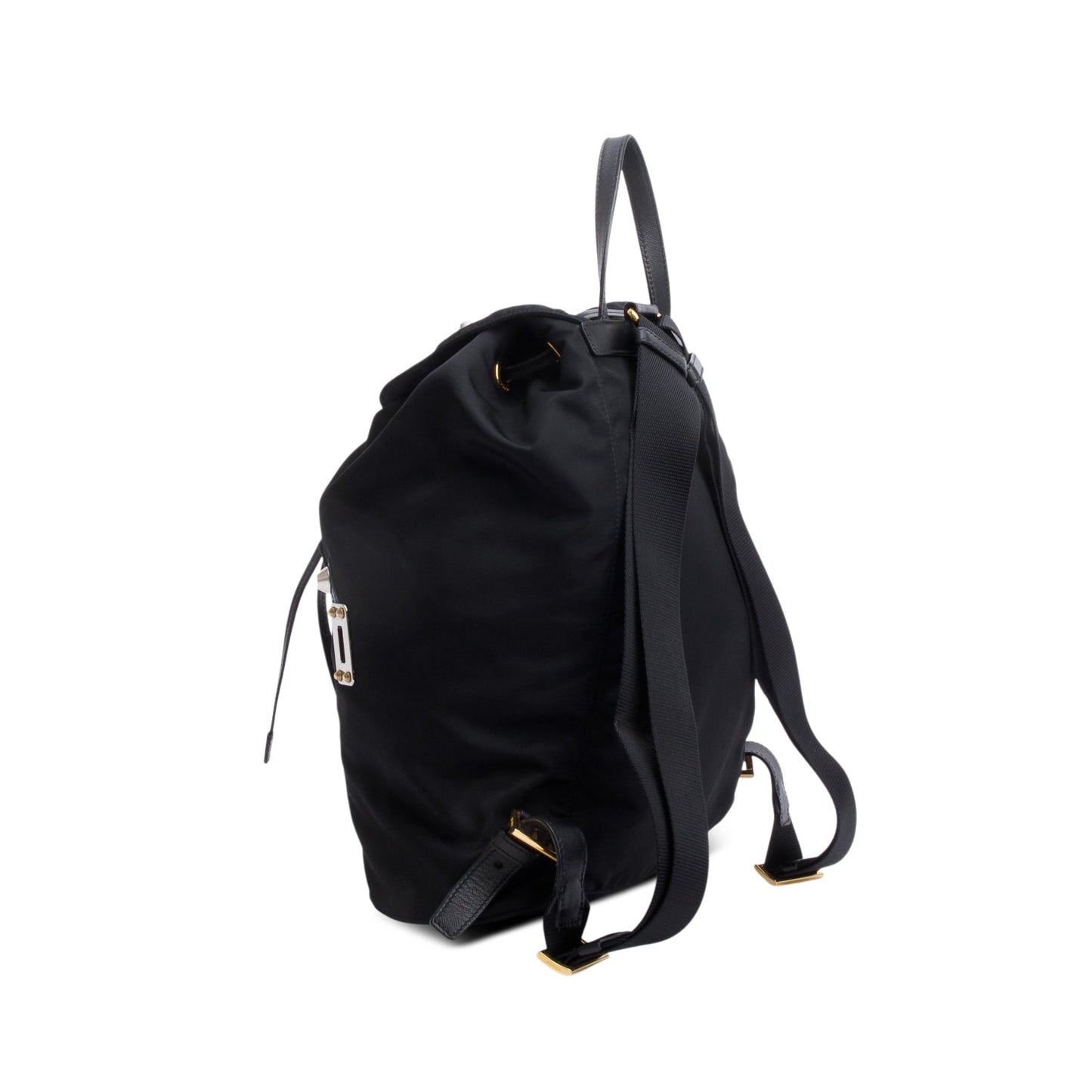 Prada Black Tessuto Nylon Grey Saffiano Leather Trim Robot Backpack