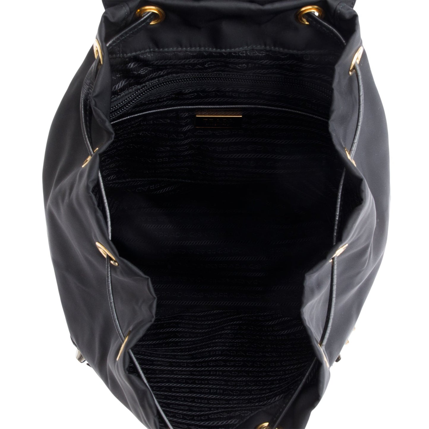 Prada Black Tessuto Nylon Grey Saffiano Leather Trim Robot Backpack