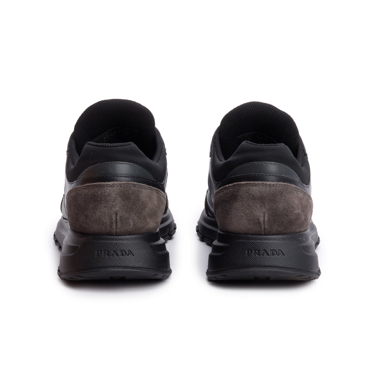 Prada Black Leather Suede Athletic Sneakers, Men's Size 6
