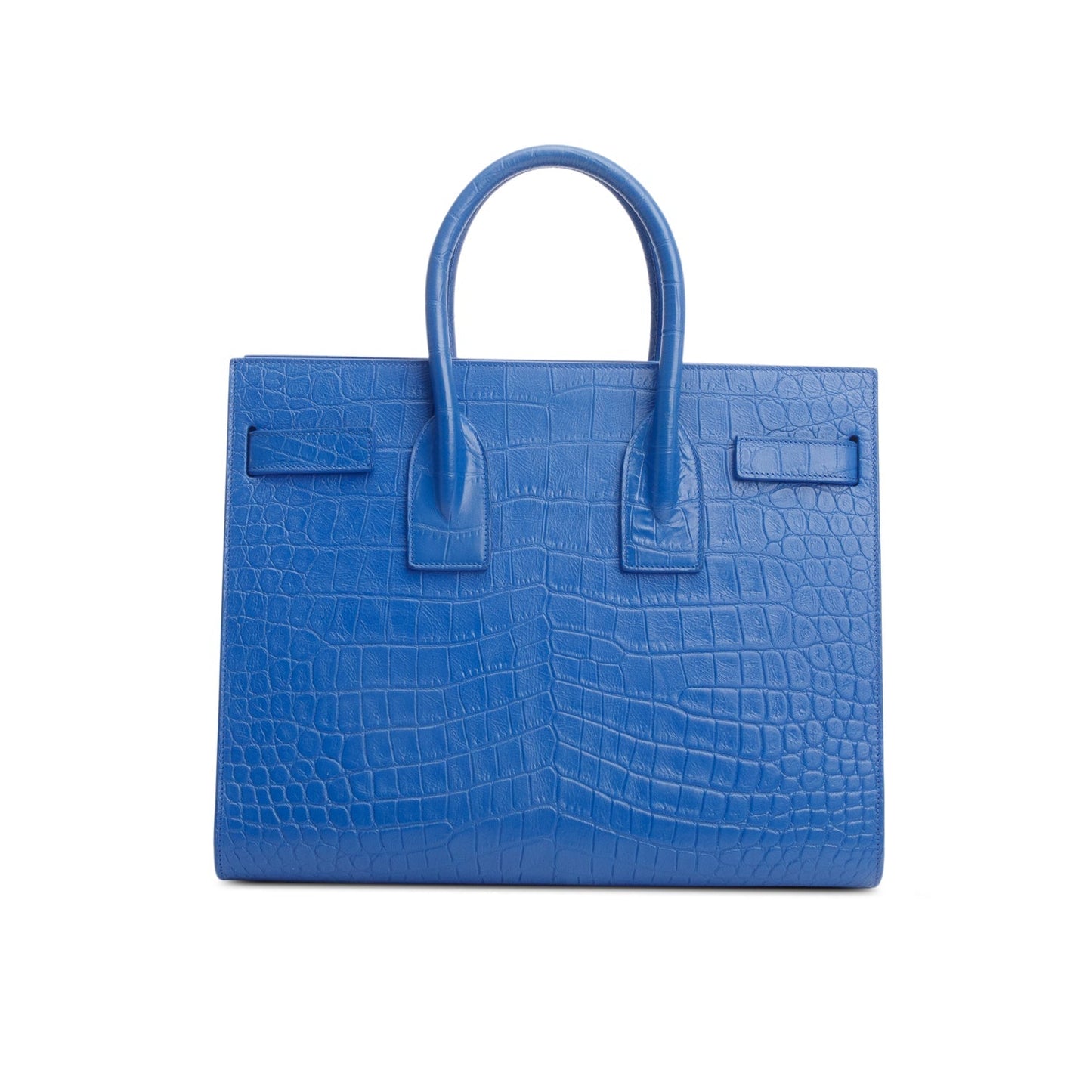 Saint Laurent Blue Crocodile Embossed Calfskin Leather Small Sac De Jour
