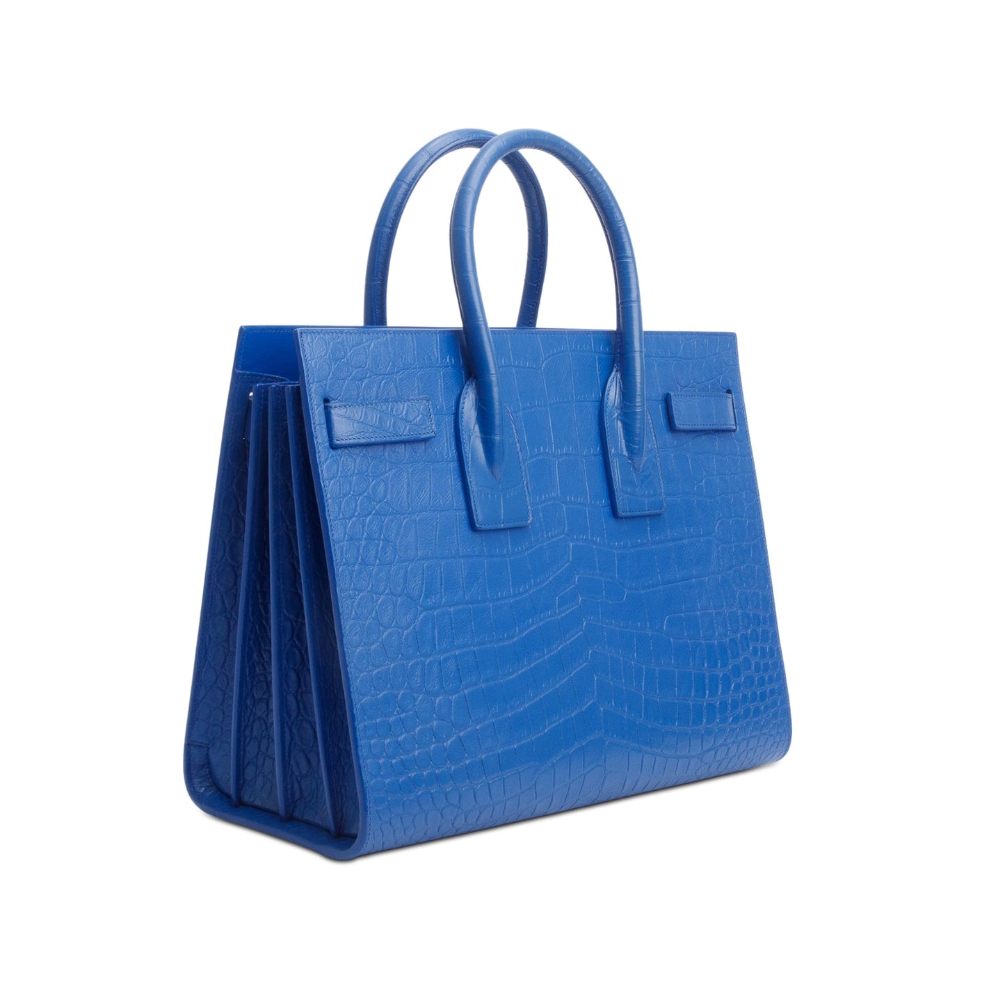 Saint Laurent Blue Crocodile Embossed Calfskin Leather Small Sac De Jour