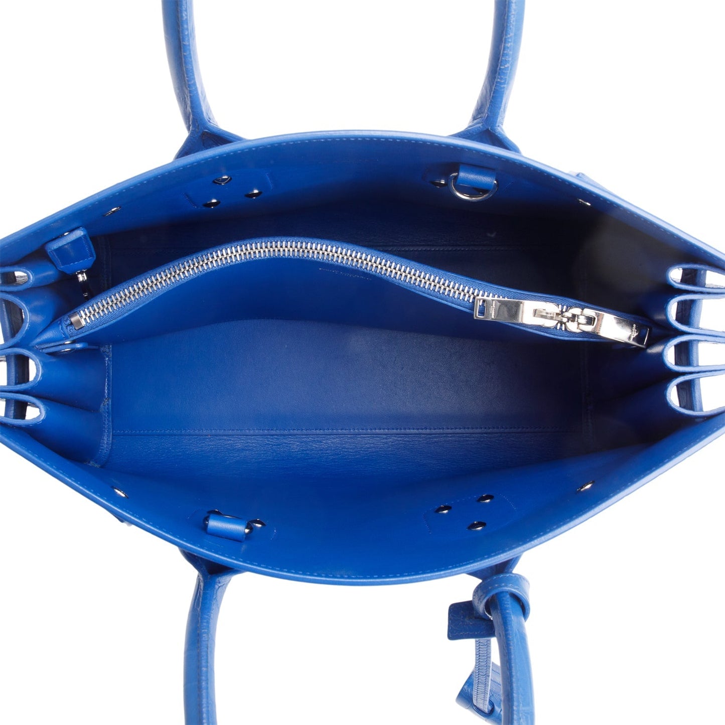 Saint Laurent Blue Crocodile Embossed Calfskin Leather Small Sac De Jour