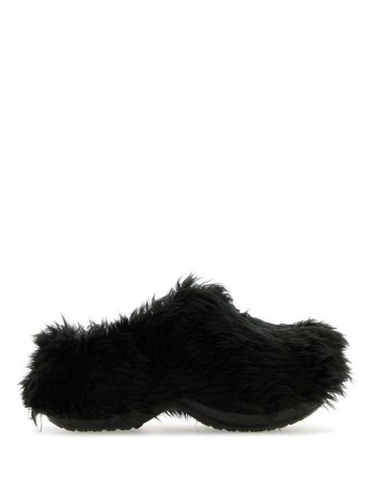 Luxury Balenciaga Trending 2025 Fake Fur Mule Black