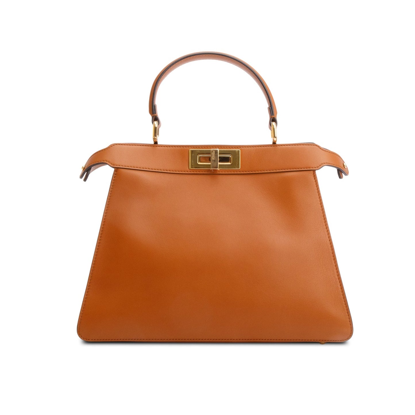 Fendi 2021 Brown Calfskin Leather Medium Peekaboo ISeeU Bag