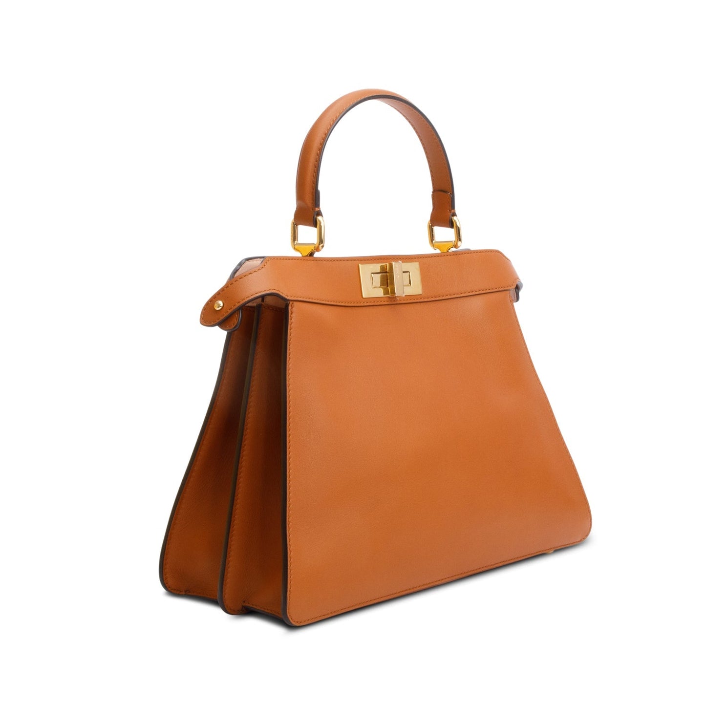 Fendi 2021 Brown Calfskin Leather Medium Peekaboo ISeeU Bag