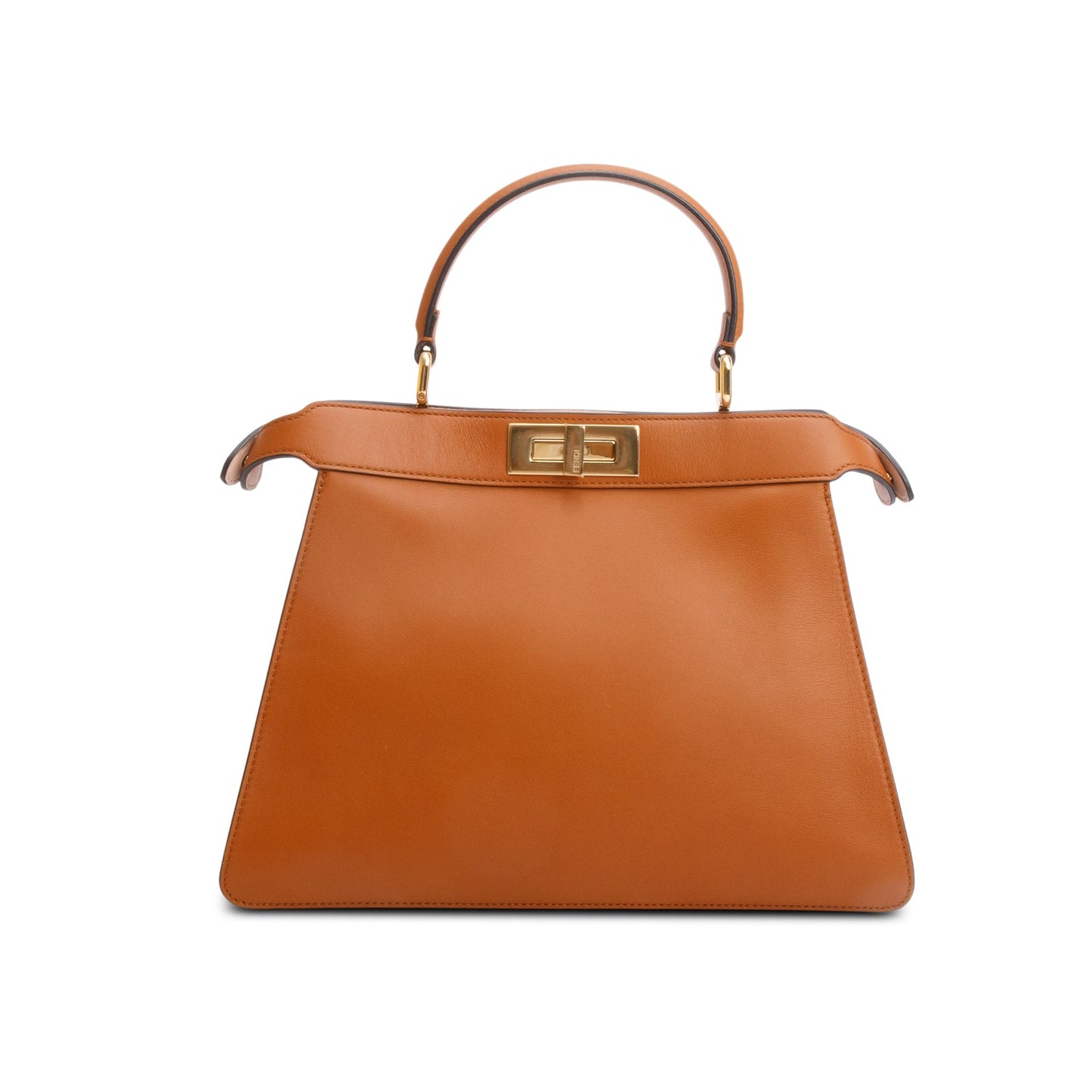 Fendi 2021 Brown Calfskin Leather Medium Peekaboo ISeeU Bag