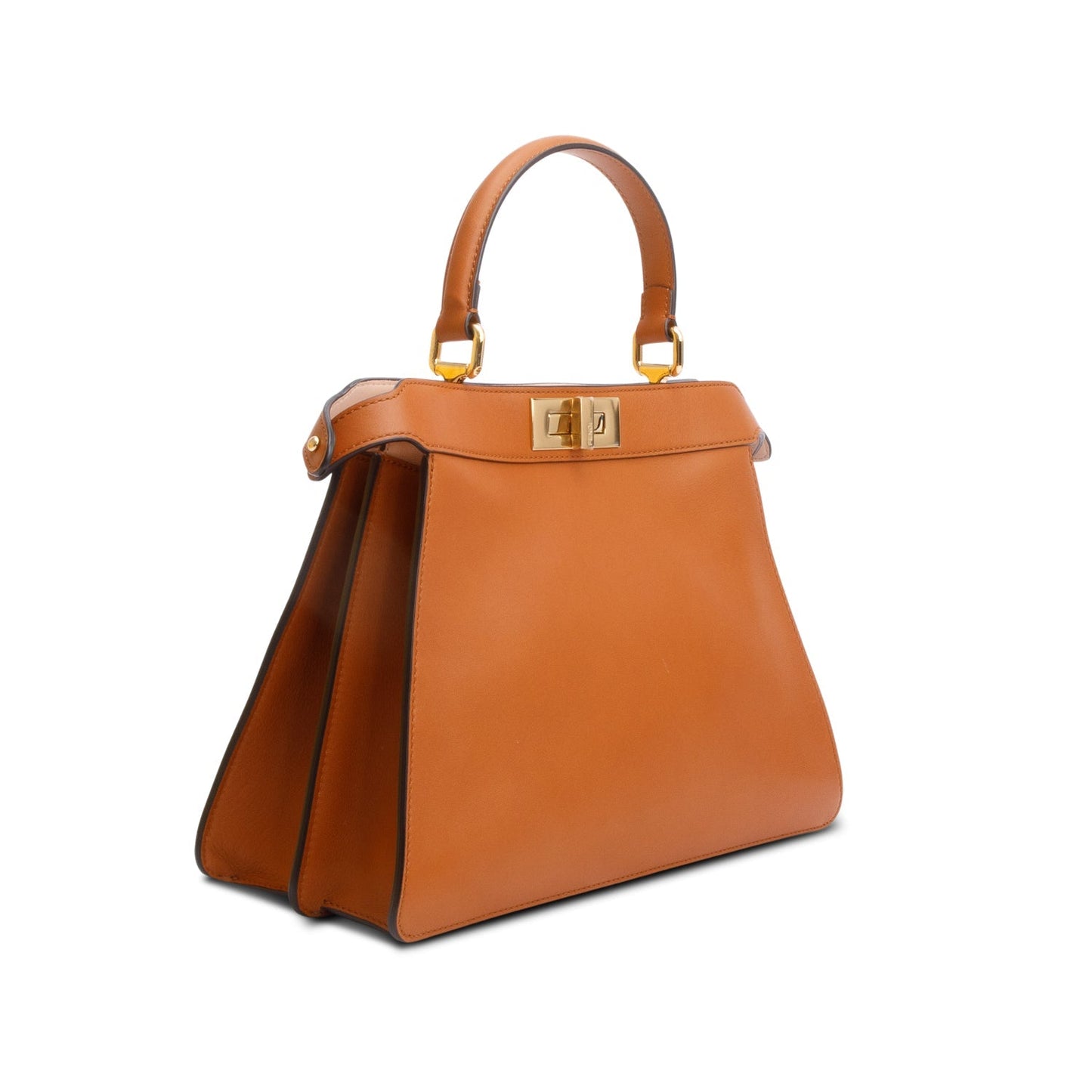 Fendi 2021 Brown Calfskin Leather Medium Peekaboo ISeeU Bag