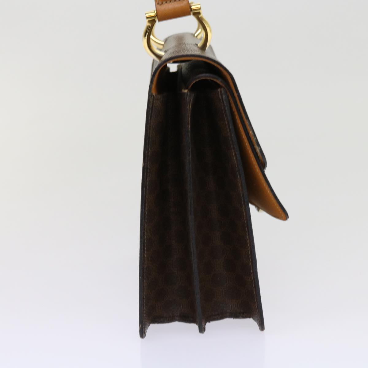 Luxury CELINE Macadam Canvas Hand Bag PVC Leather Brown  63307