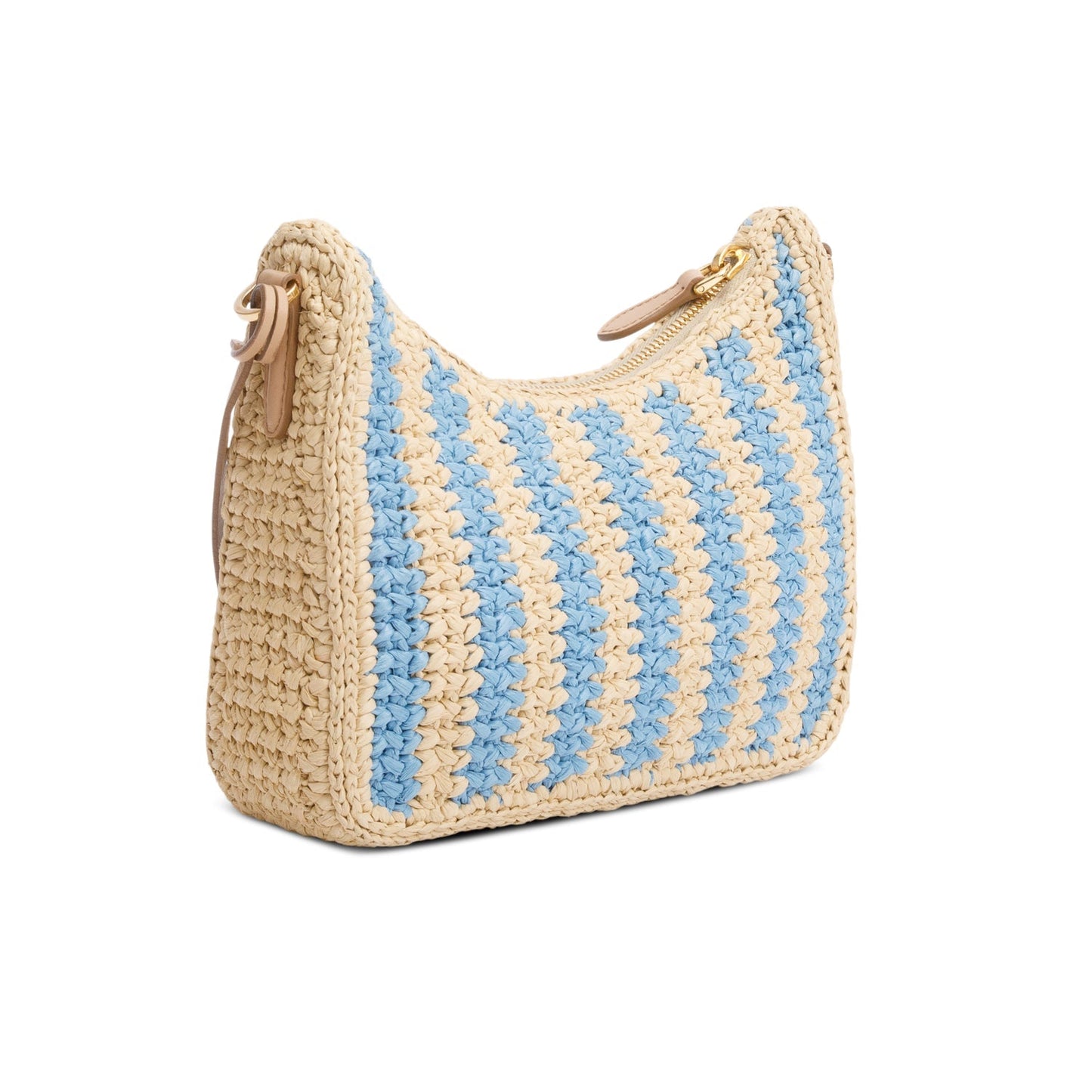 Prada Beige/Blue Raffia Re-Edition 2005 Shoulder Bag
