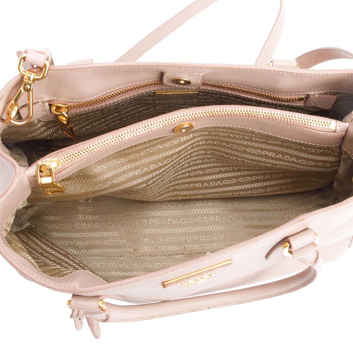 Prada Beige Saffiano Lux Small Galleria Tote