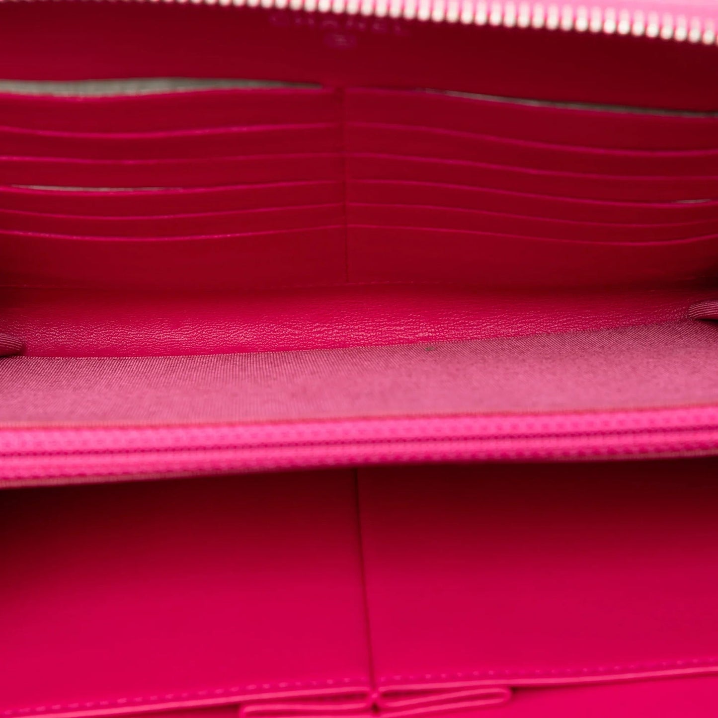 Pink Chanel Large Quilted Lambskin Zip Around Organizer Clutch