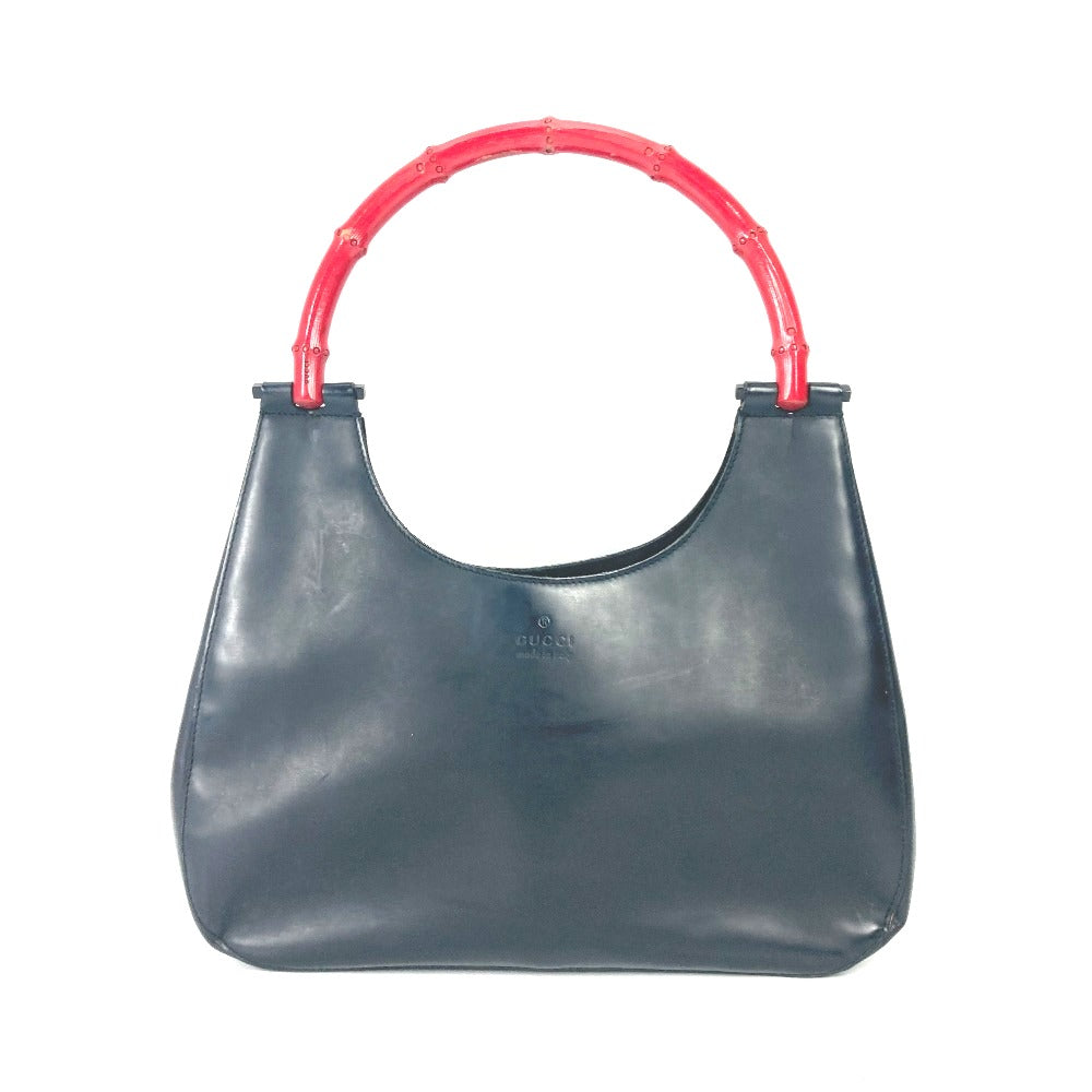 GUCCI Handbag 001 3789 leather black   Bamboo