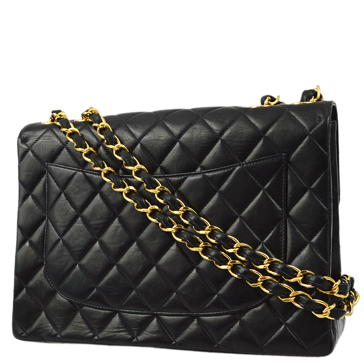 Chanel 2000-2001 Black Lambskin Jumbo Small CC Classic Flap Bag