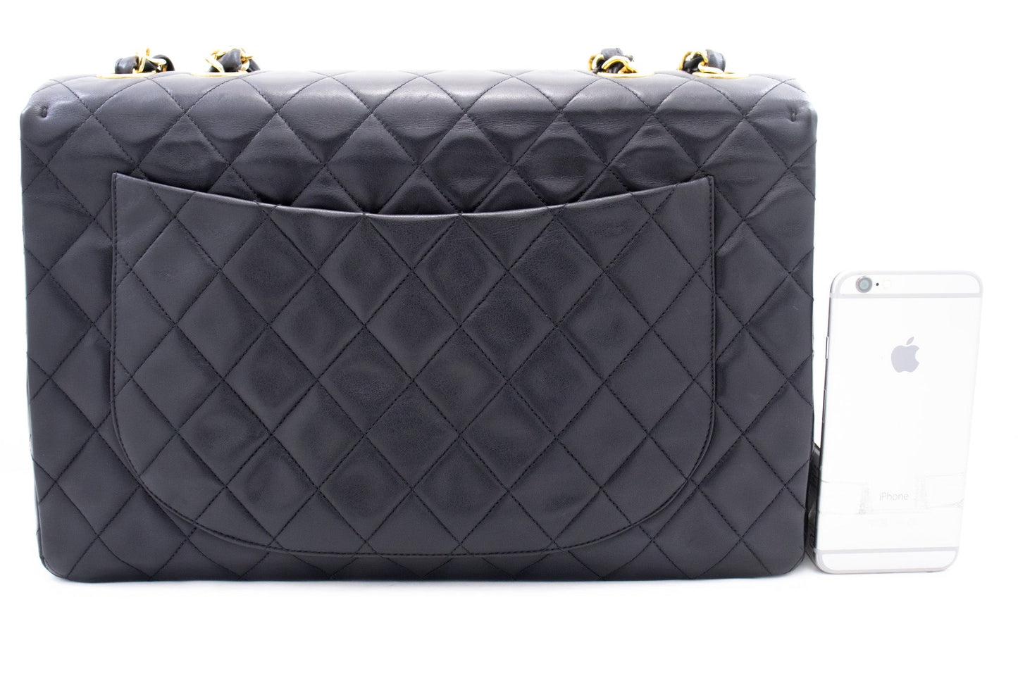 CHANEL Classic Large 13" Flap Chain Shoulder Bag Black Lambskin