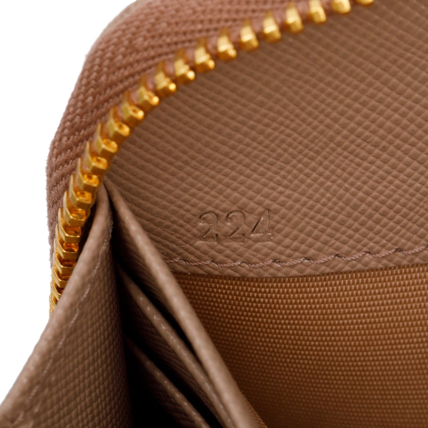 Prada Beige Saffiano Leather Zip Around Wallet