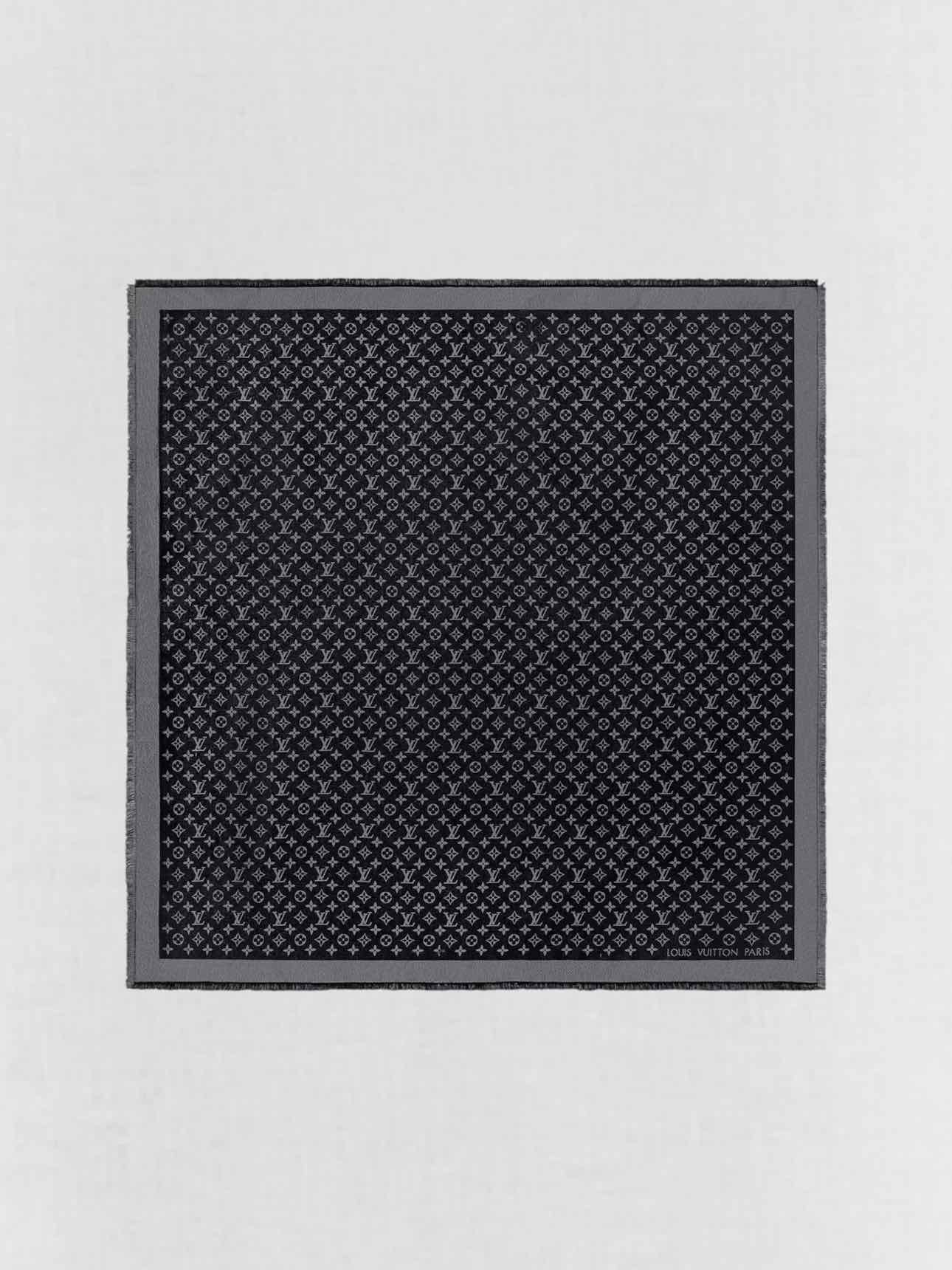 LOUIS VUITTON Black & Silver Monogram Shawl