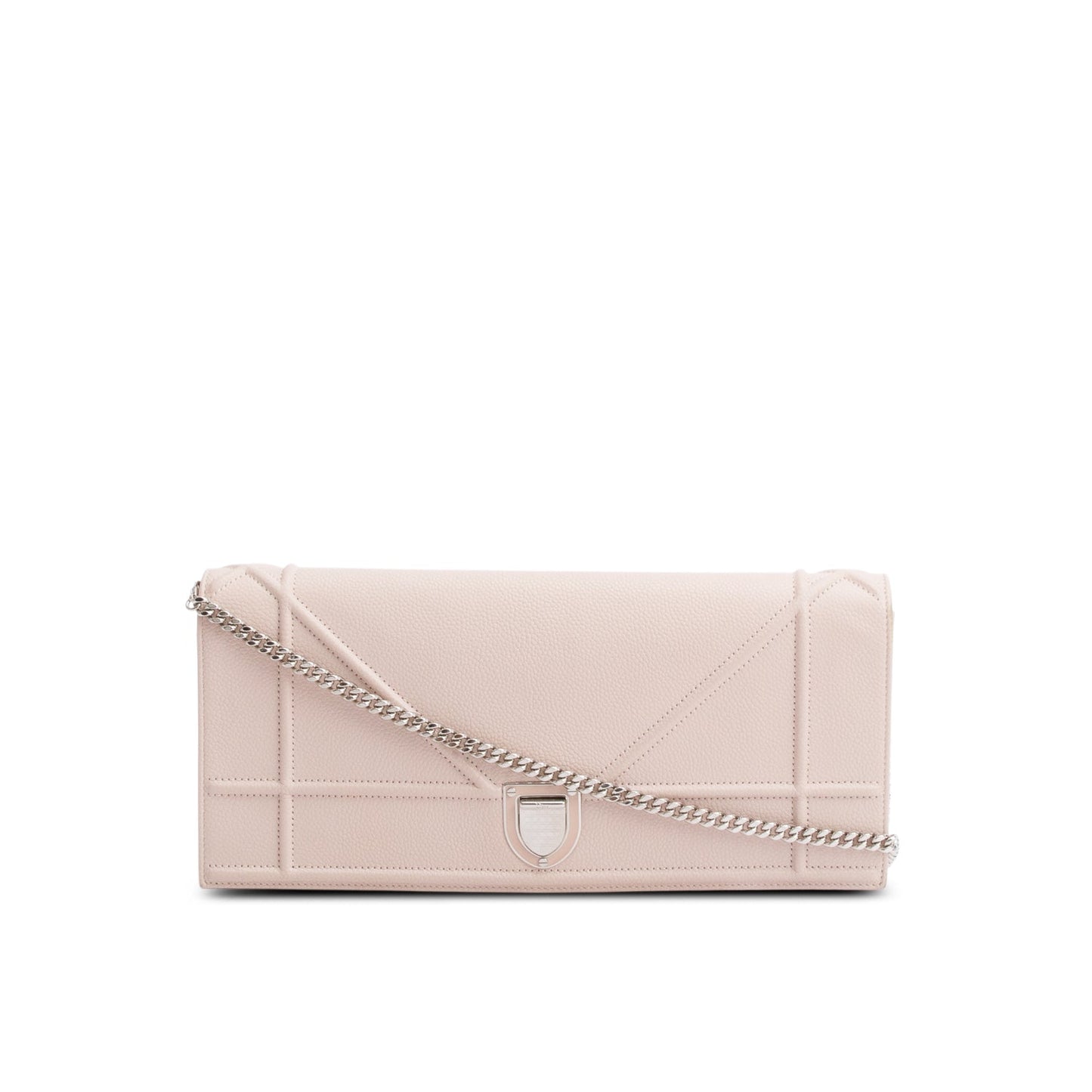 Christian Dior Beige Grained Calfskin Leather Diorama Croisiere Long Wallet on Chain