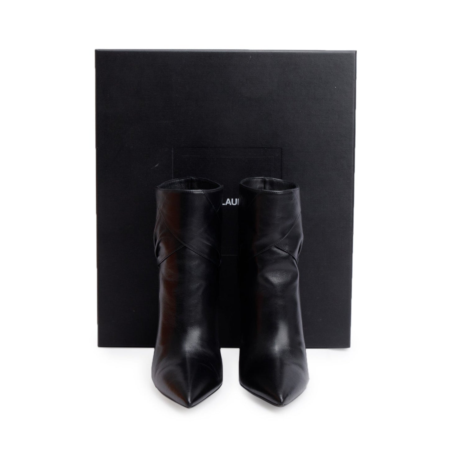 Saint Laurent Black Calf Leather Santiago Russo Kiki 100 Booties, Size 36.5