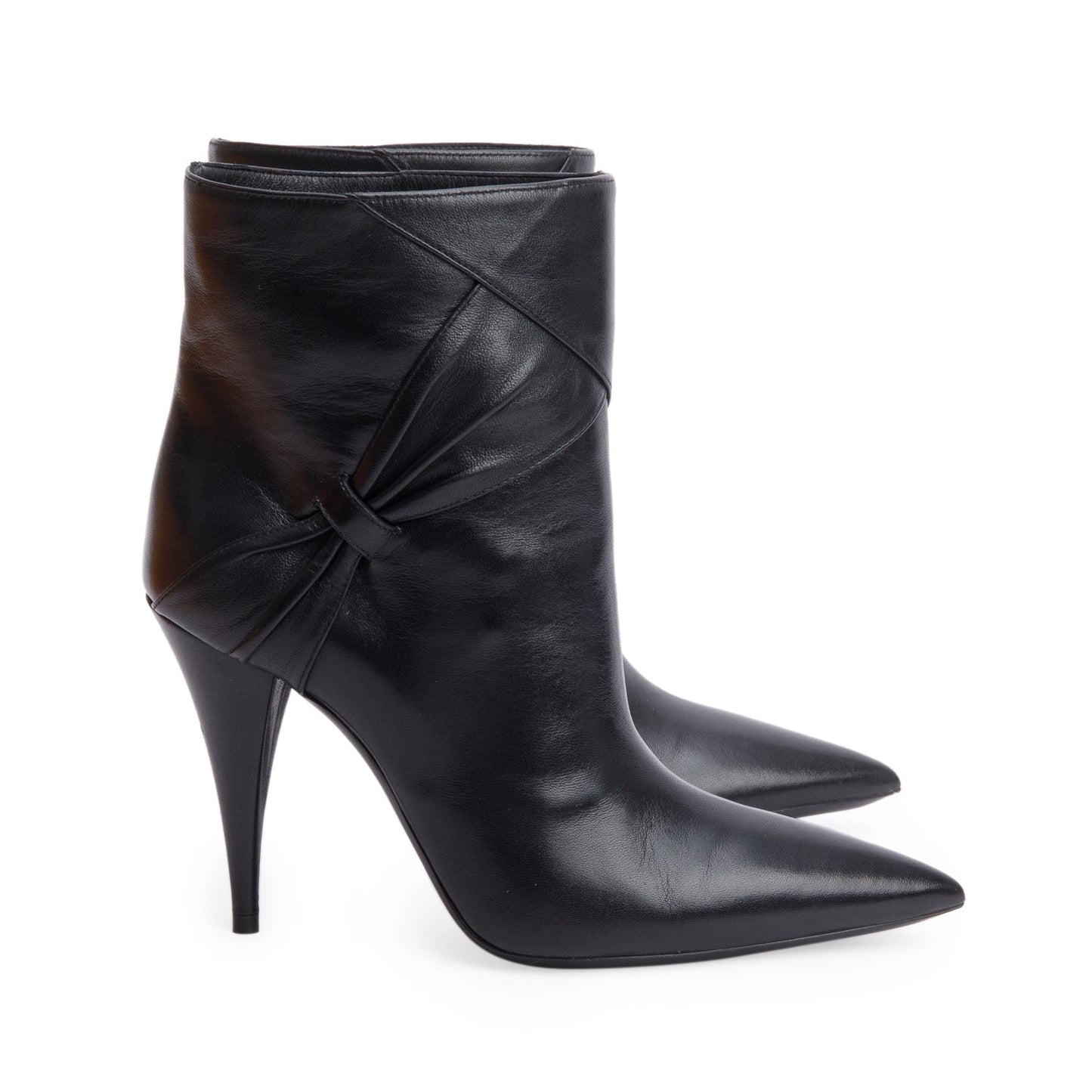 Saint Laurent Black Calf Leather Santiago Russo Kiki 100 Booties, Size 36.5