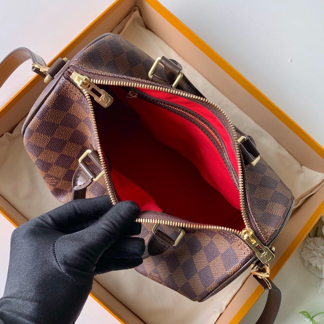 Top Quality Speedy Bandouliere 25 Damier Ebene Canvas For Women,  Shoulder And Crossbody Bags 9.8in/25cm Top Quality N41368