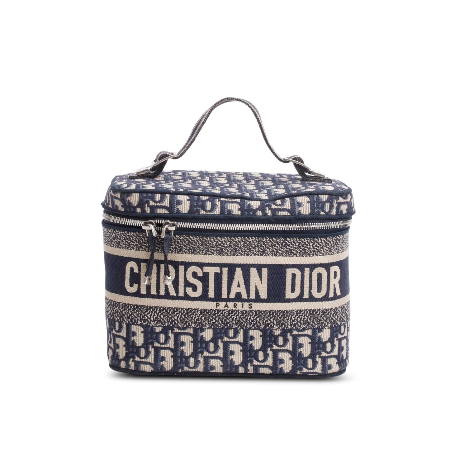Christian Dior 2020 Navy Oblique Embroidered DiorTravel Vanity Case