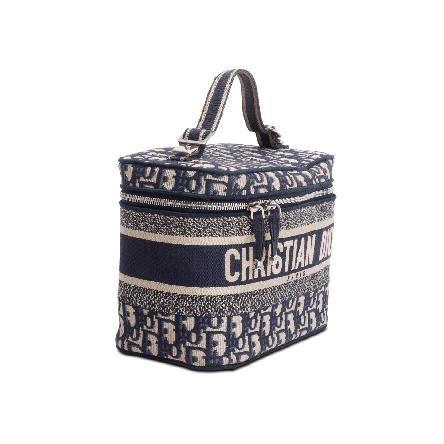 Christian Dior 2020 Navy Oblique Embroidered DiorTravel Vanity Case