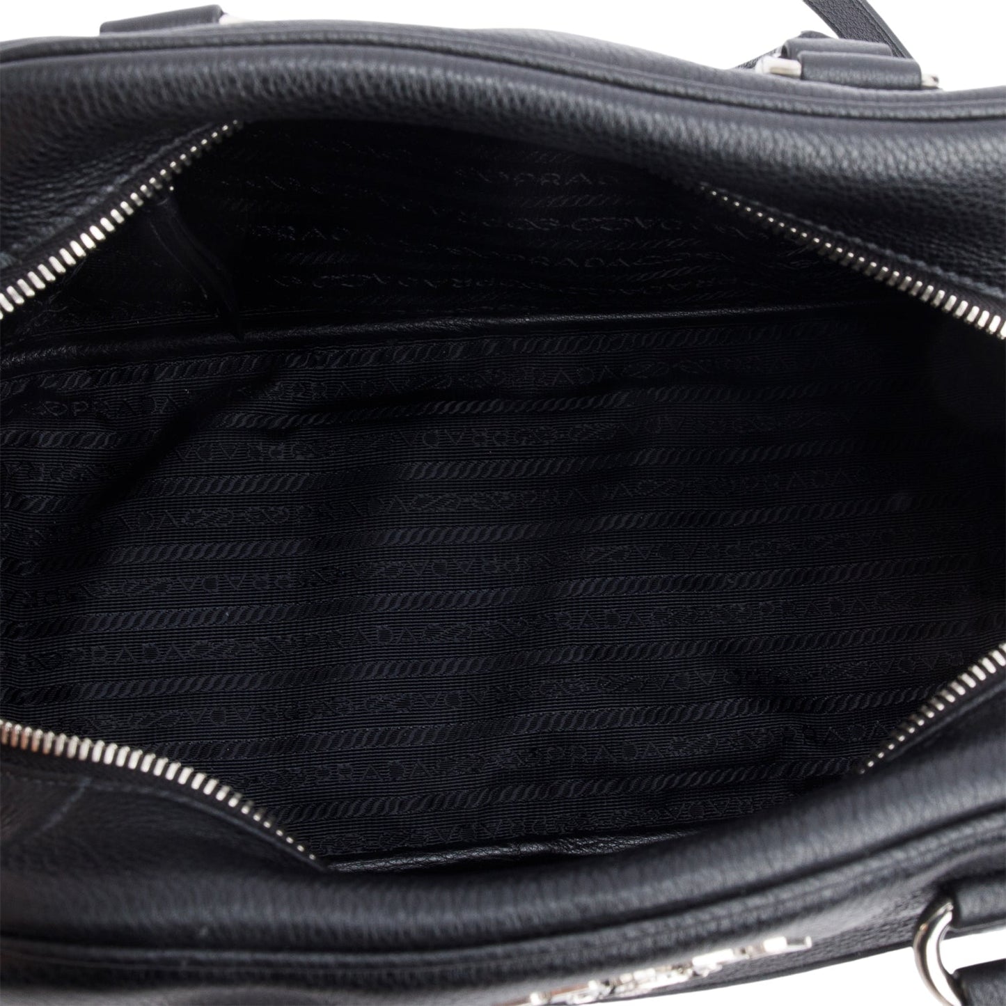Prada Black Vitello Phenix Leather Convertible Bowling Bag/ Strap & Authenticity Card