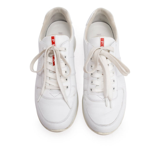 Prada White Leather Sport Sneakers, Men's Size 8.5