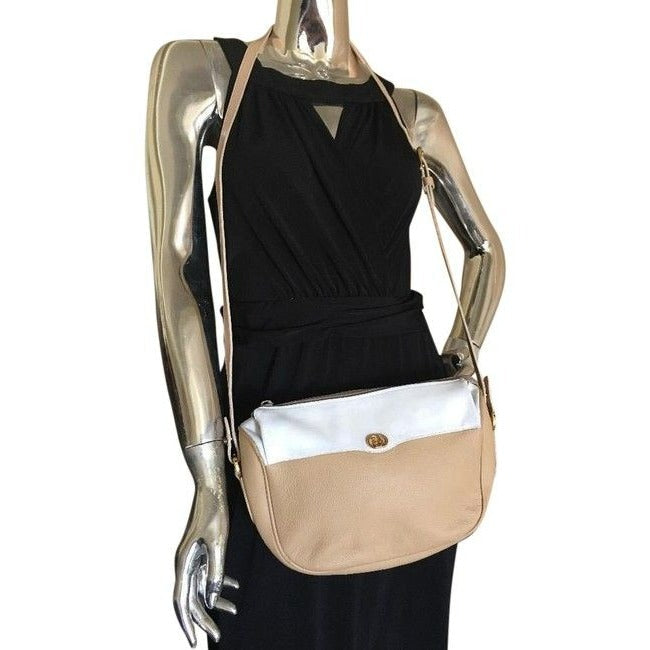 Gucci   White And Camel Leather Cross Body Bag